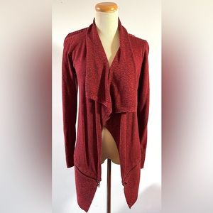 Kenneth Cole Red Heather Open Long Cardigan Size PM